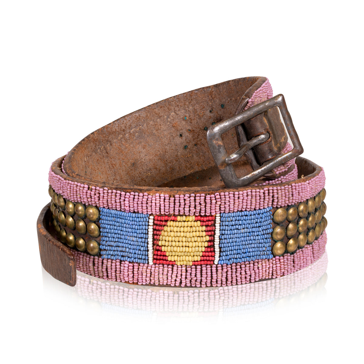 Beaded and leather Native American Belt Buckle deals