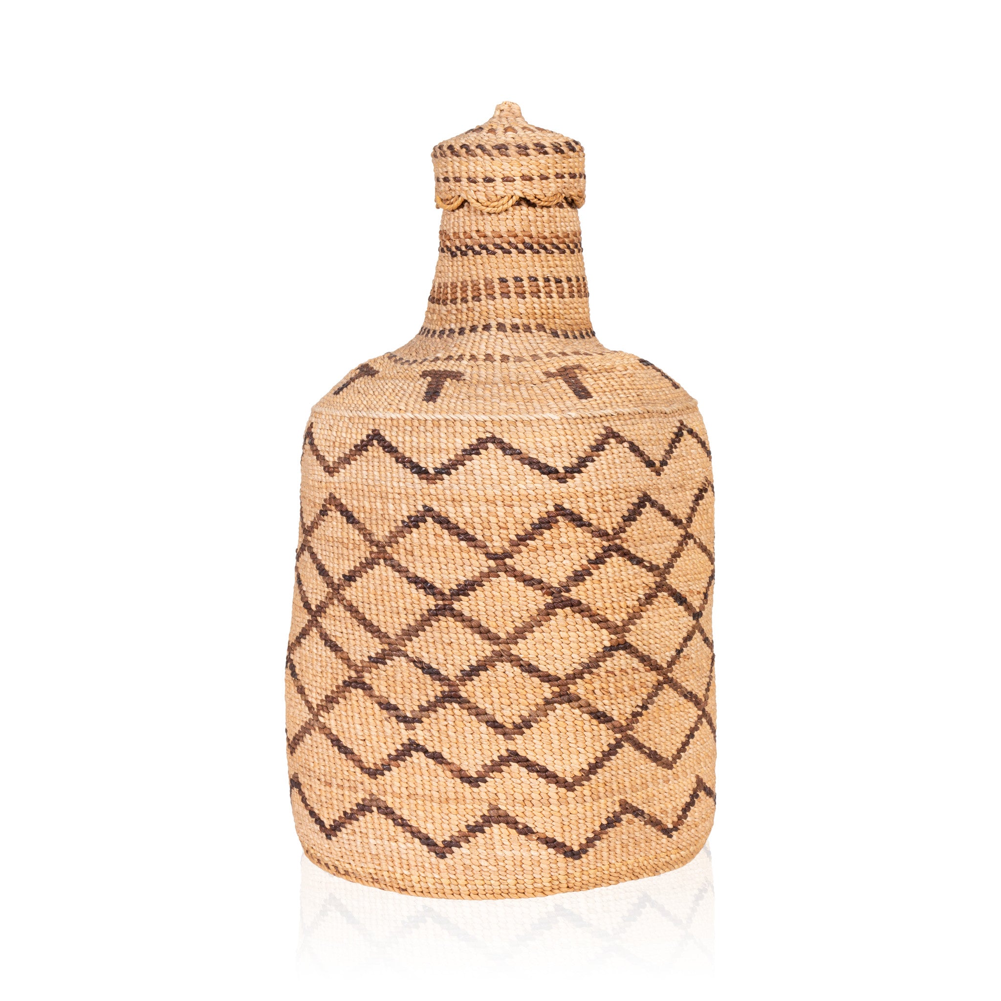 Klamath Basketry Bottle, Native, Basketry, Bottle Basket