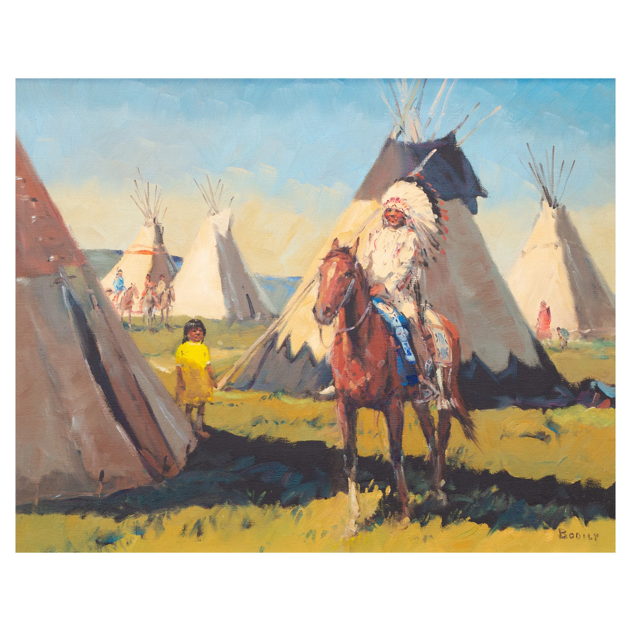 Chief at the Camp by Sheryl Bodily, Fine Art, Painting, Native American