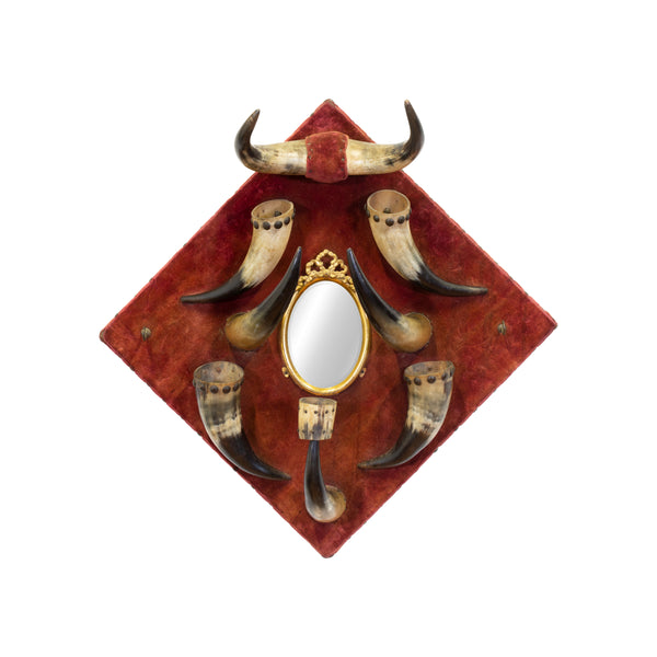 Vintage Steer Horn Hat Rack, Furnishings, Furniture, Hat Rack