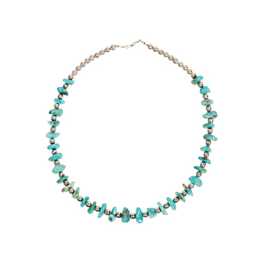 Turquoise and Silver Beaded Necklace, Jewelry, Necklace, Native