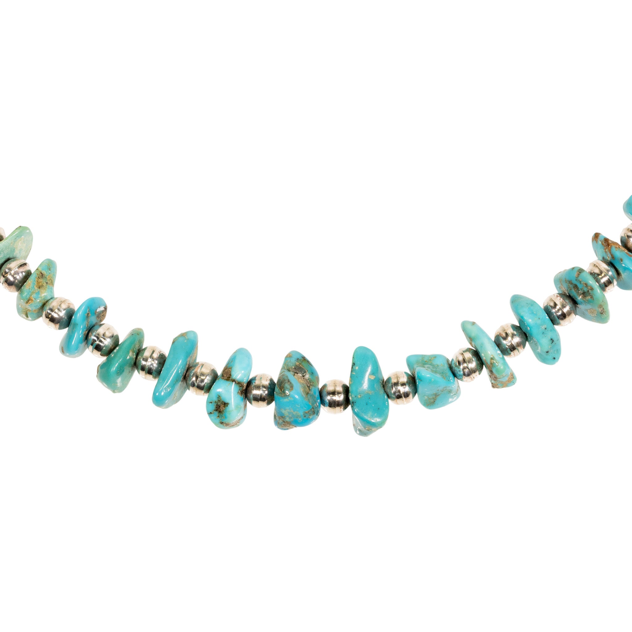 Turquoise and Silver Beaded Necklace