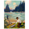 Salmon Fishing by Richard Fayer Weather Babcock, Fine Art, Painting, Sporting