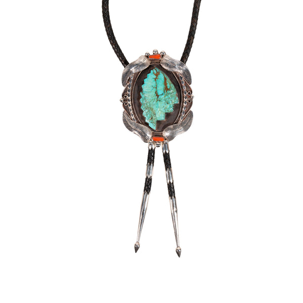 Turquoise Indian Chief Bolo, Jewelry, Bolo Necktie, Native