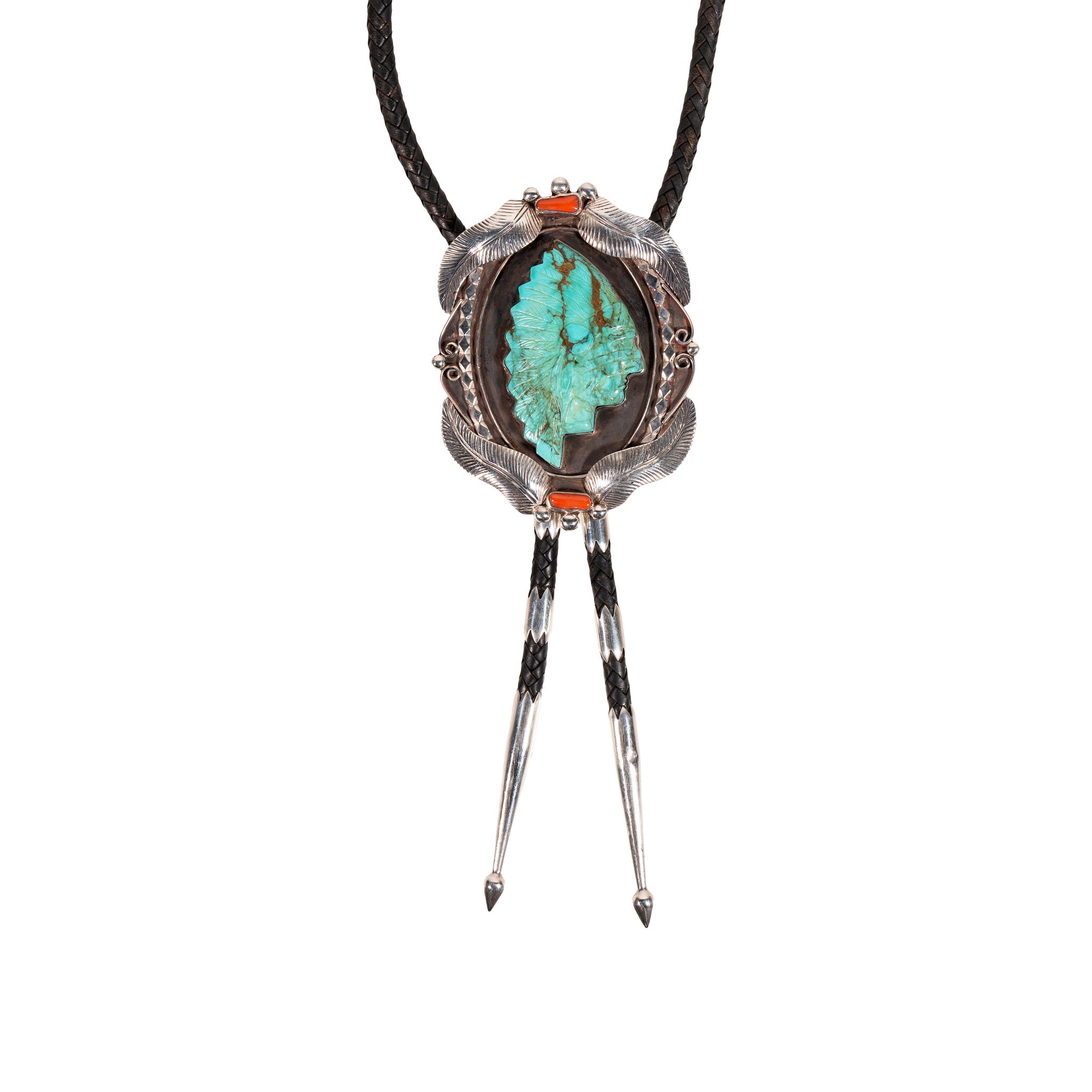 Turquoise Indian Chief Bolo, Jewelry, Bolo Necktie, Native