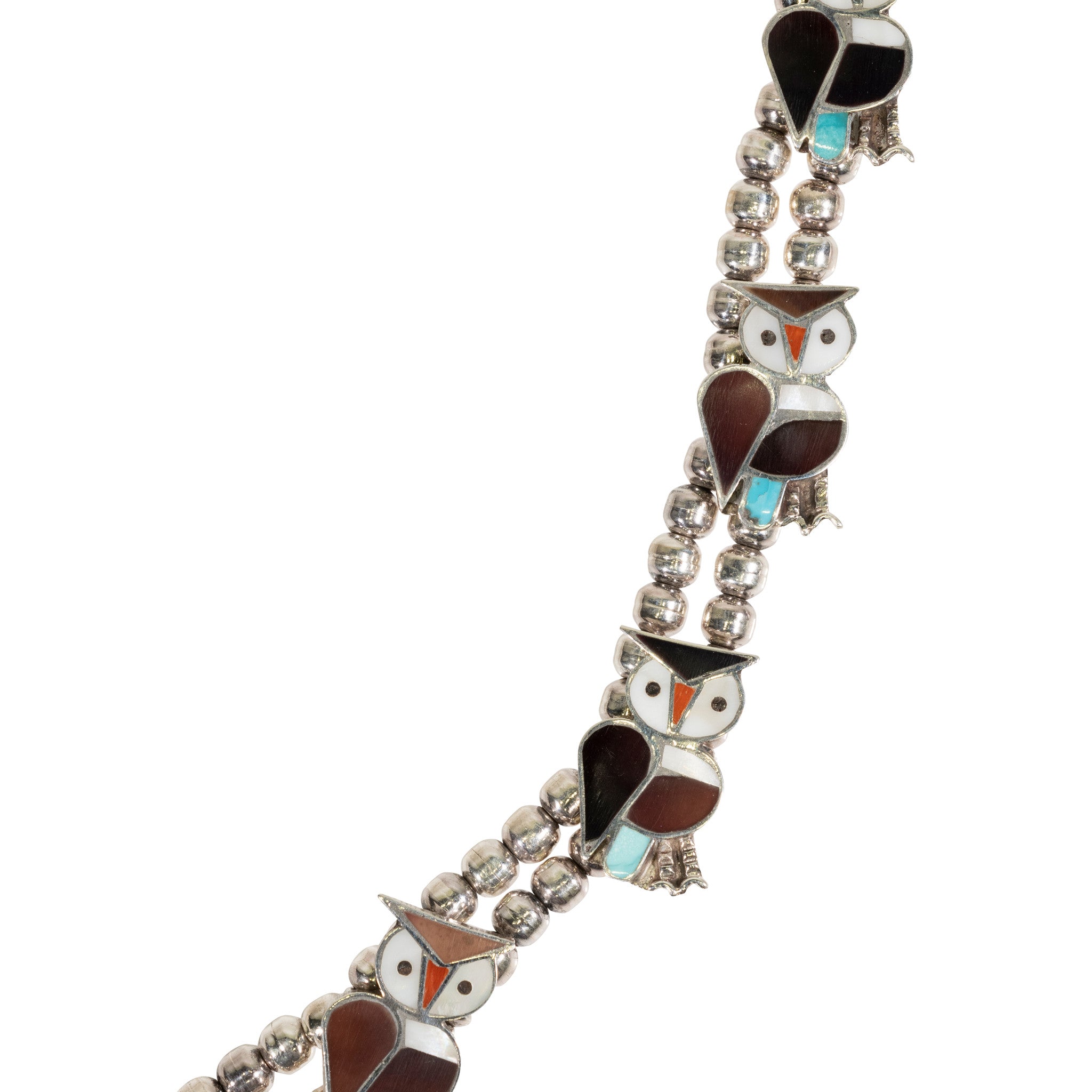 Zuni Owl Squash Blossom Necklace