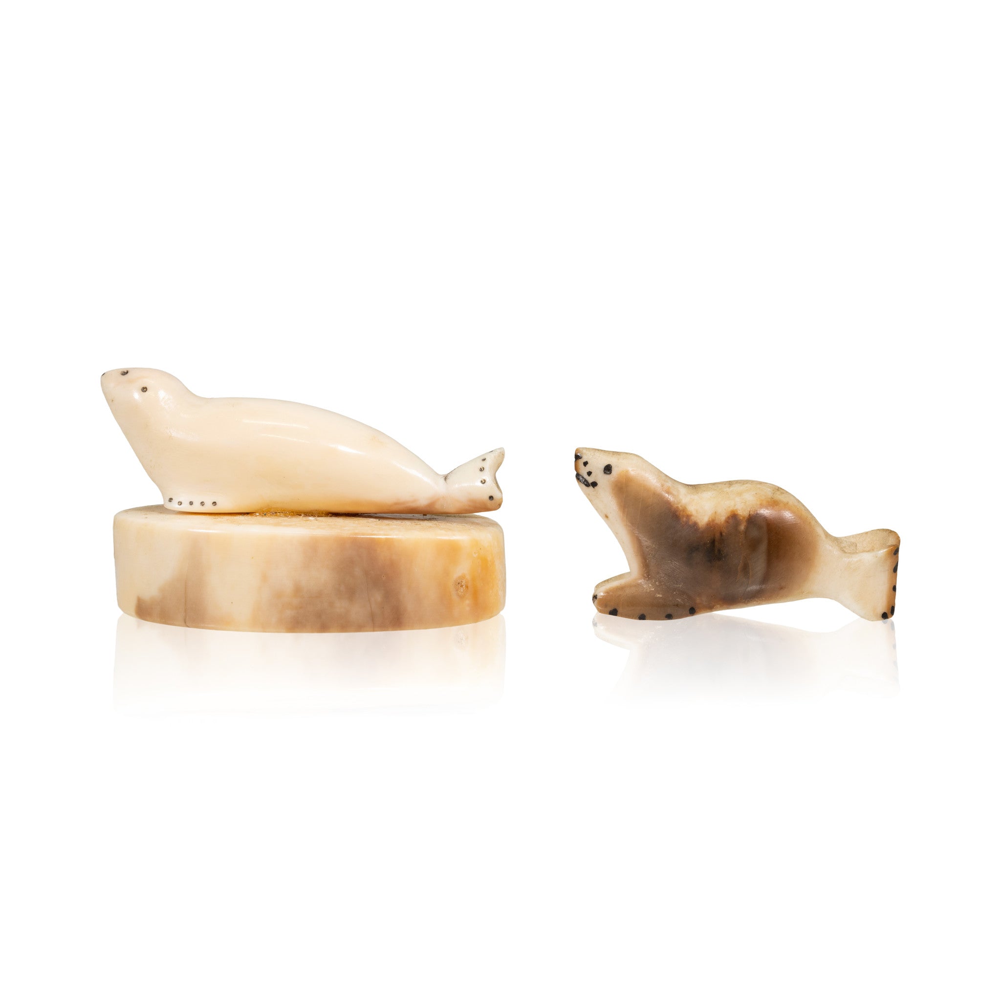 Inuit Walrus Ivory Seal Charms, Native, Carving, Ivory