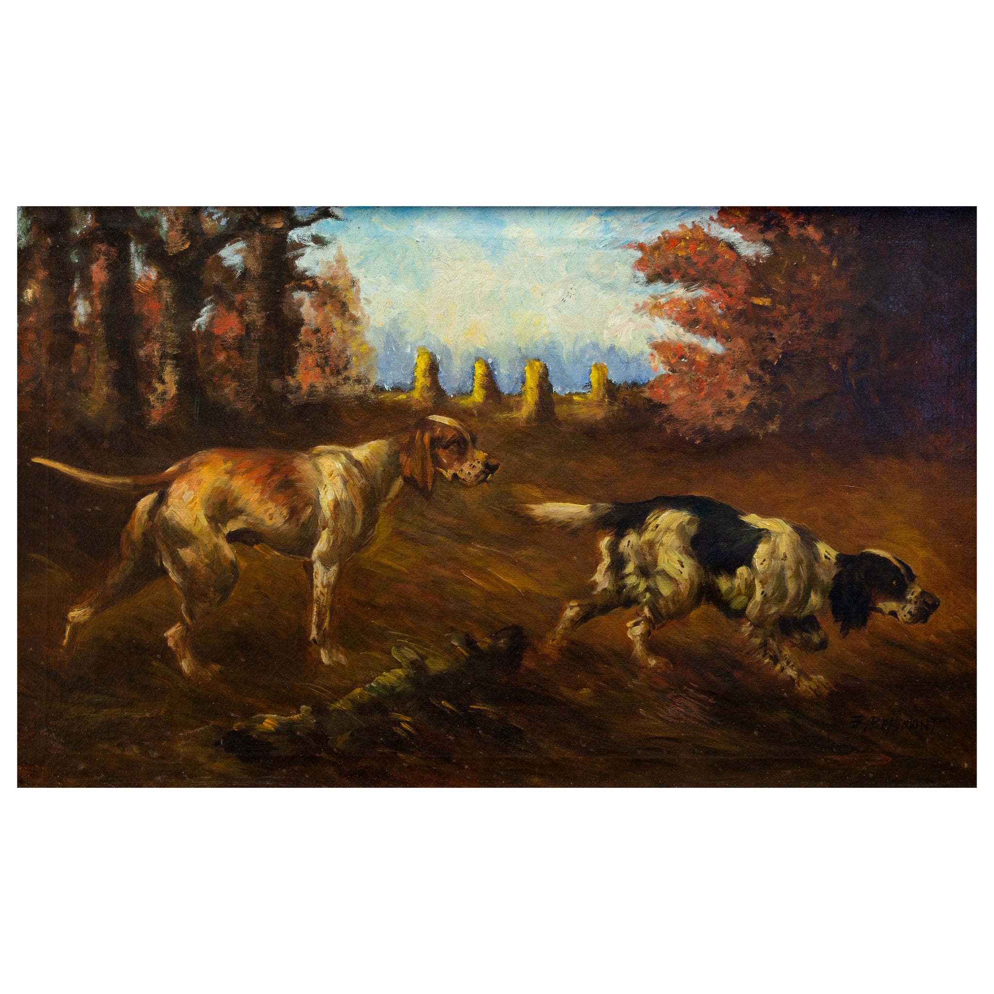 Setter and a Pointer in a Field by Thomas Dalton Beaumont, Fine Art, Painting, Sporting