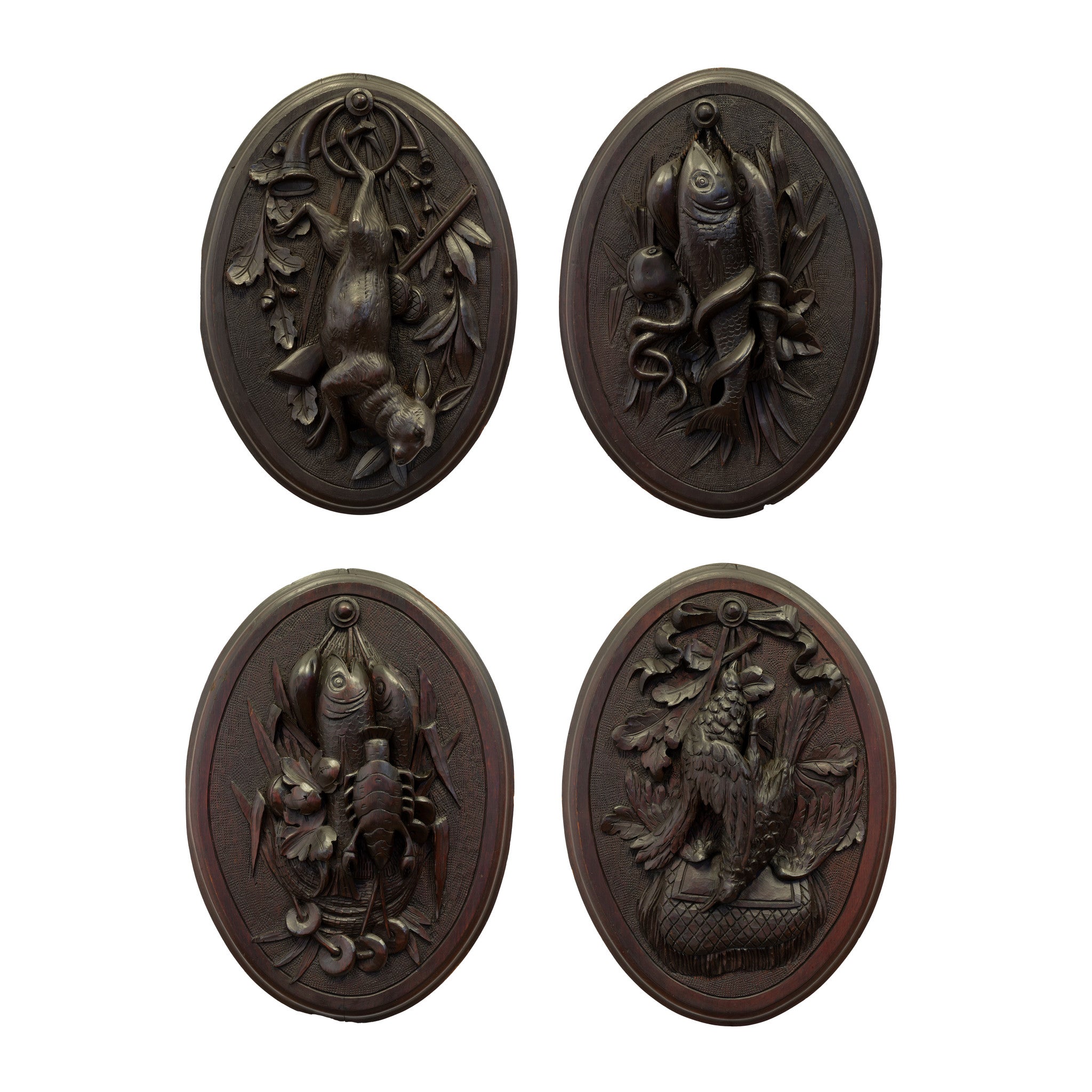 Black Forest Hanging Game and Fish Plaques, Furnishings, Black Forest, Plaque