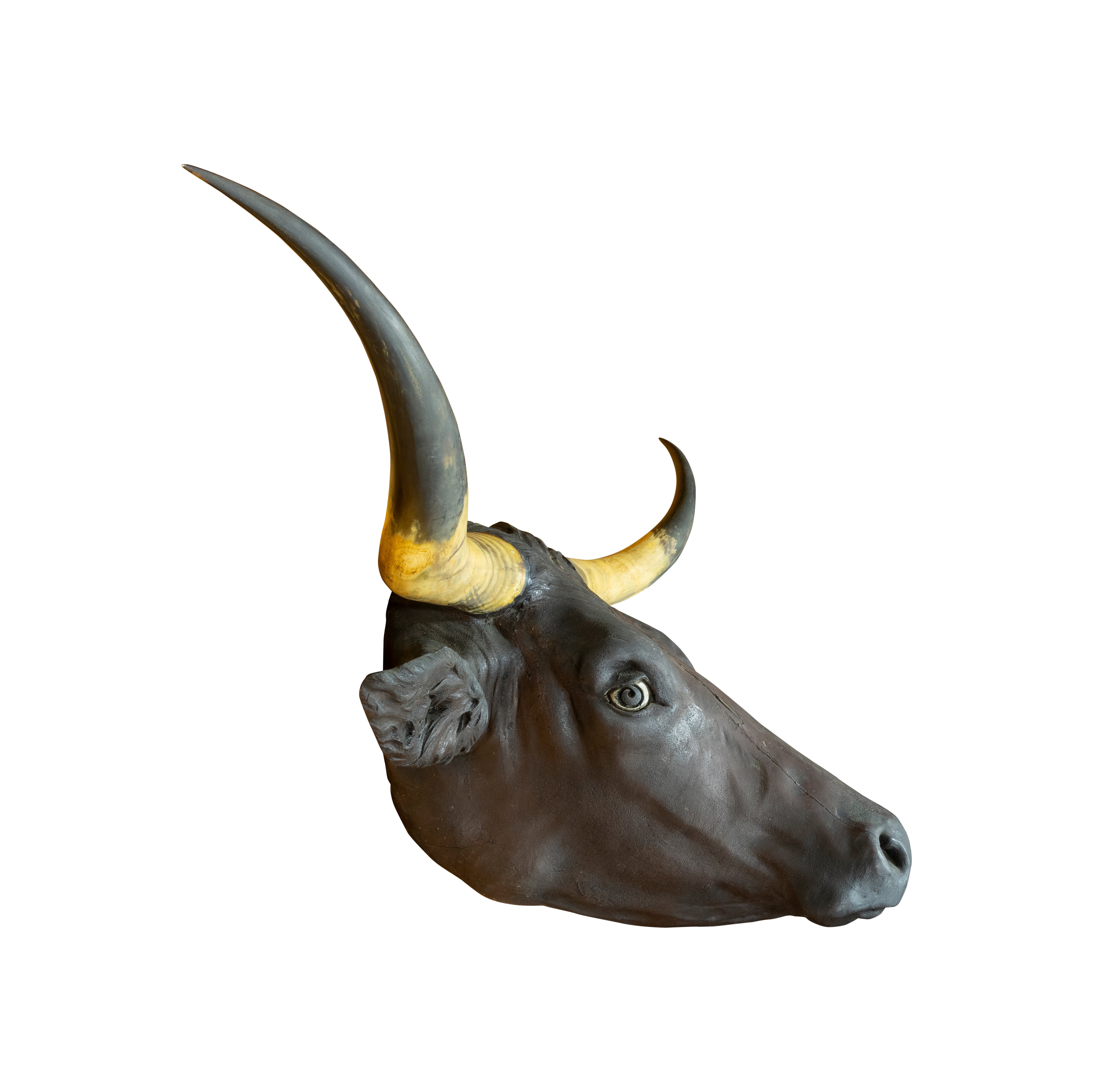 Vintage Wood Carved Steer Head