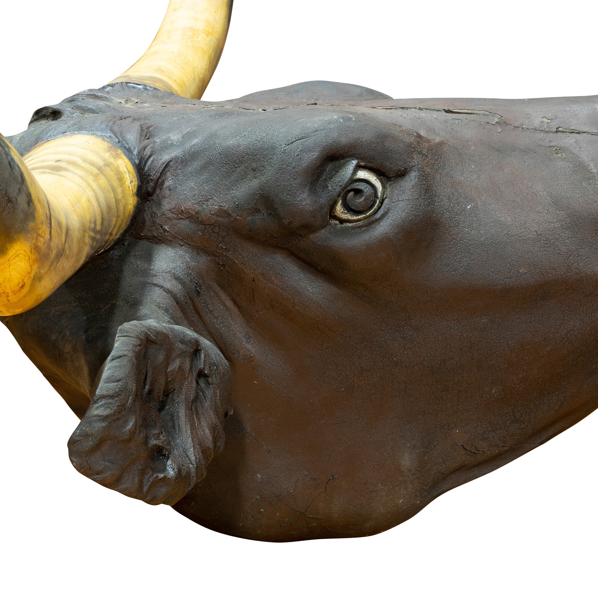 Vintage Wood Carved Steer Head