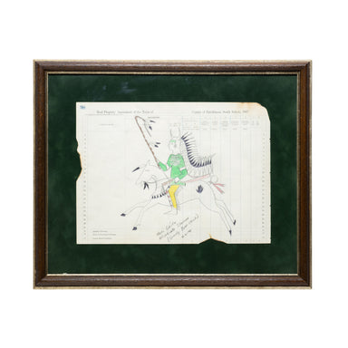 "Grizzly Bear Chief" Ledger Drawing, Native, Art, Ledger Drawing