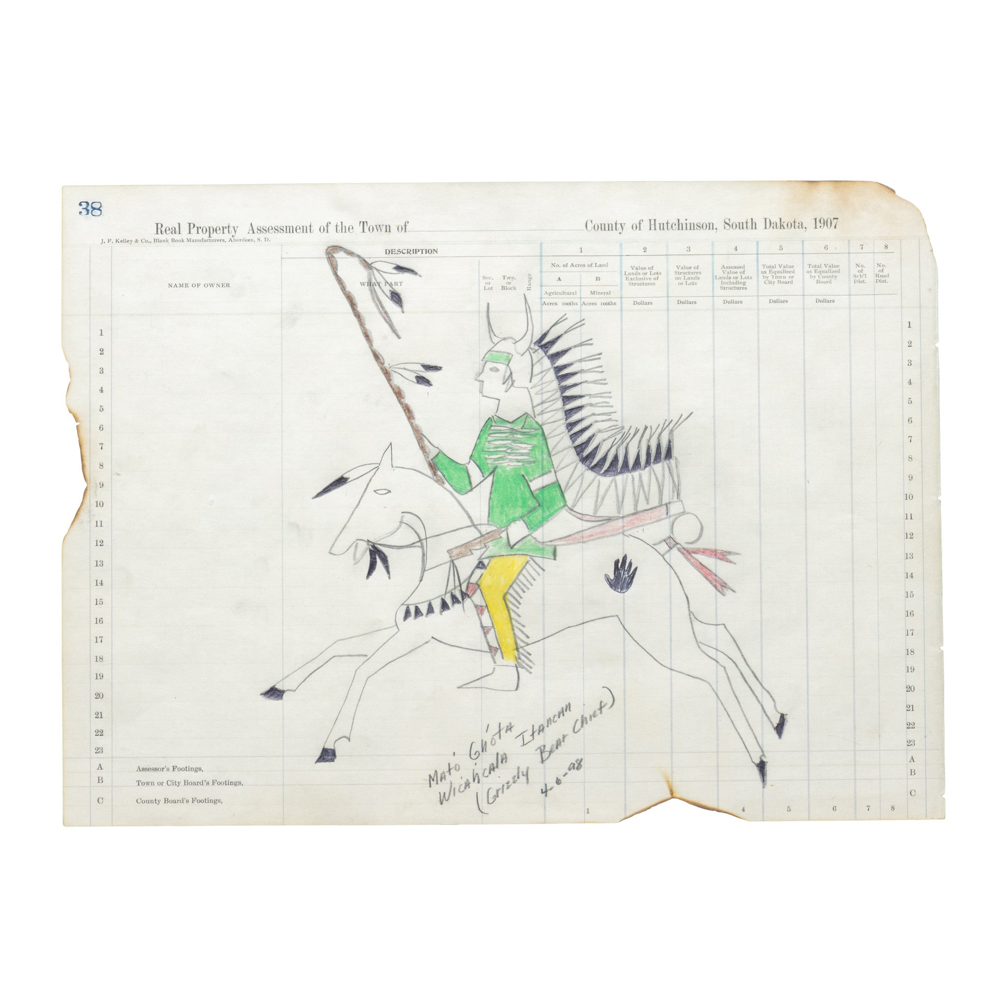 "Grizzly Bear Chief" Ledger Drawing