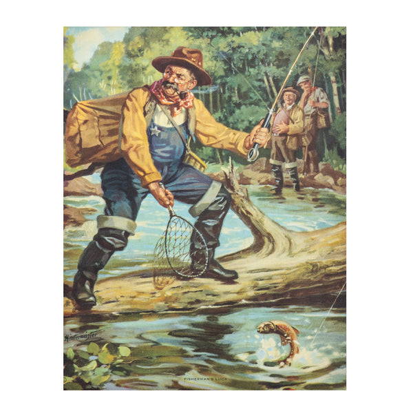 Fisherman's Luck by Hy Hintermeister, Sporting Goods, Advertising, Calendar