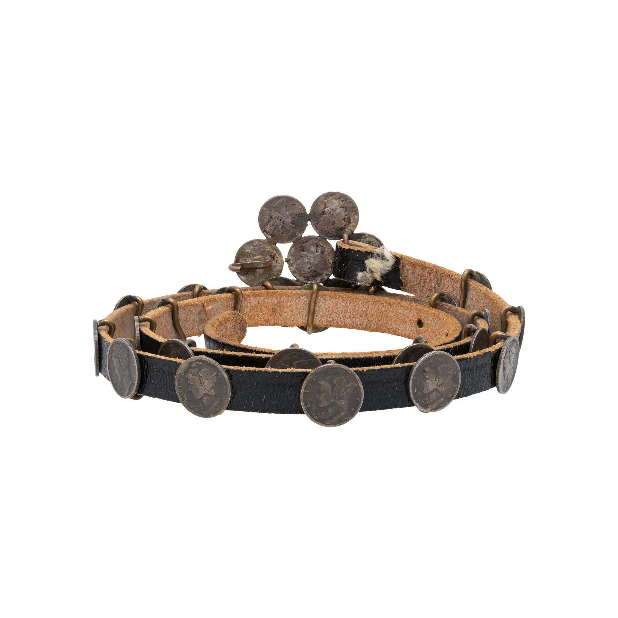Navajo Sterling Dime and Leather Concho Belt
