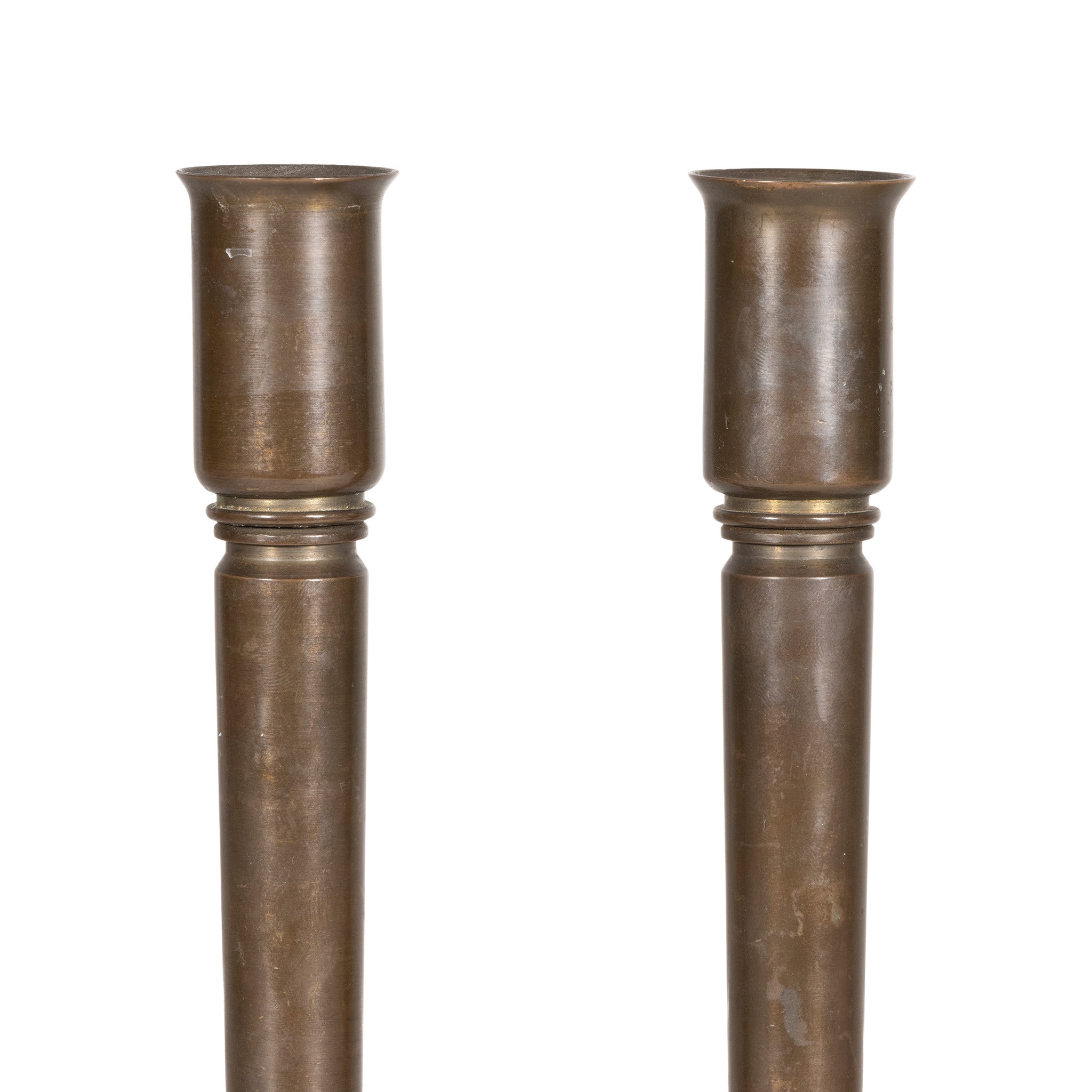 Matched Pair Trench Art Candle Holders