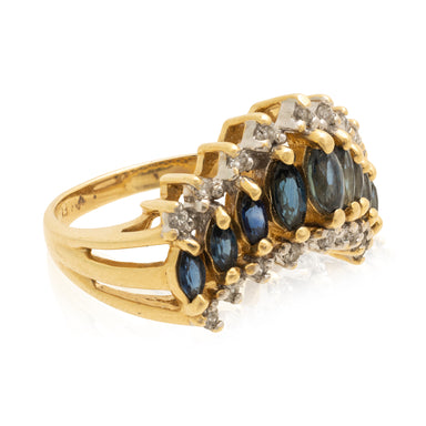 14k Gold Diamond and Sapphire Ring, Jewelry, Ring, Estate