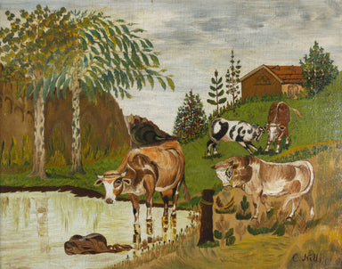 Great Cows by C. Nill, Fine Art, Painting, Landscape