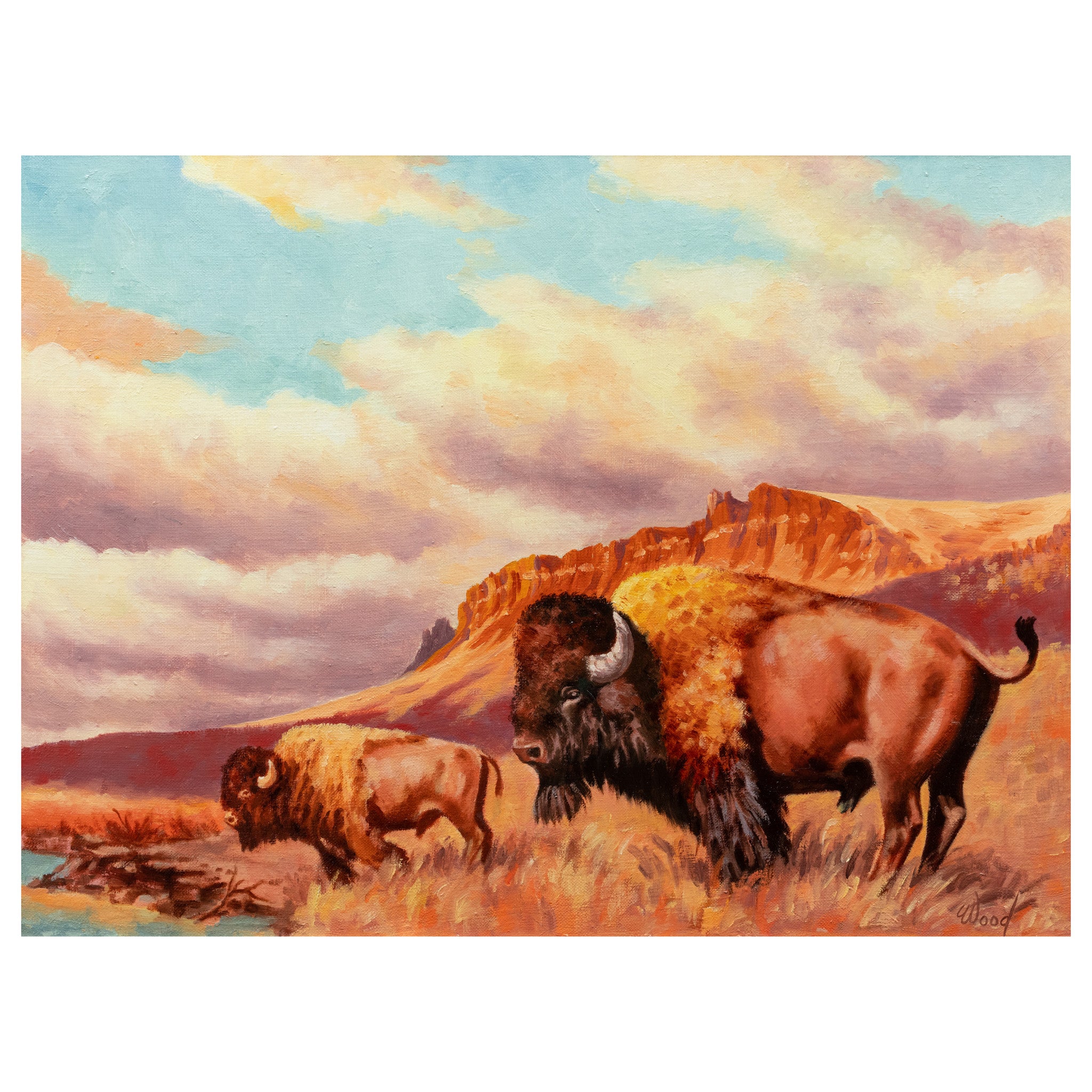 "The Bulls" by Bob Wood, Fine Art, Painting, Wildlife