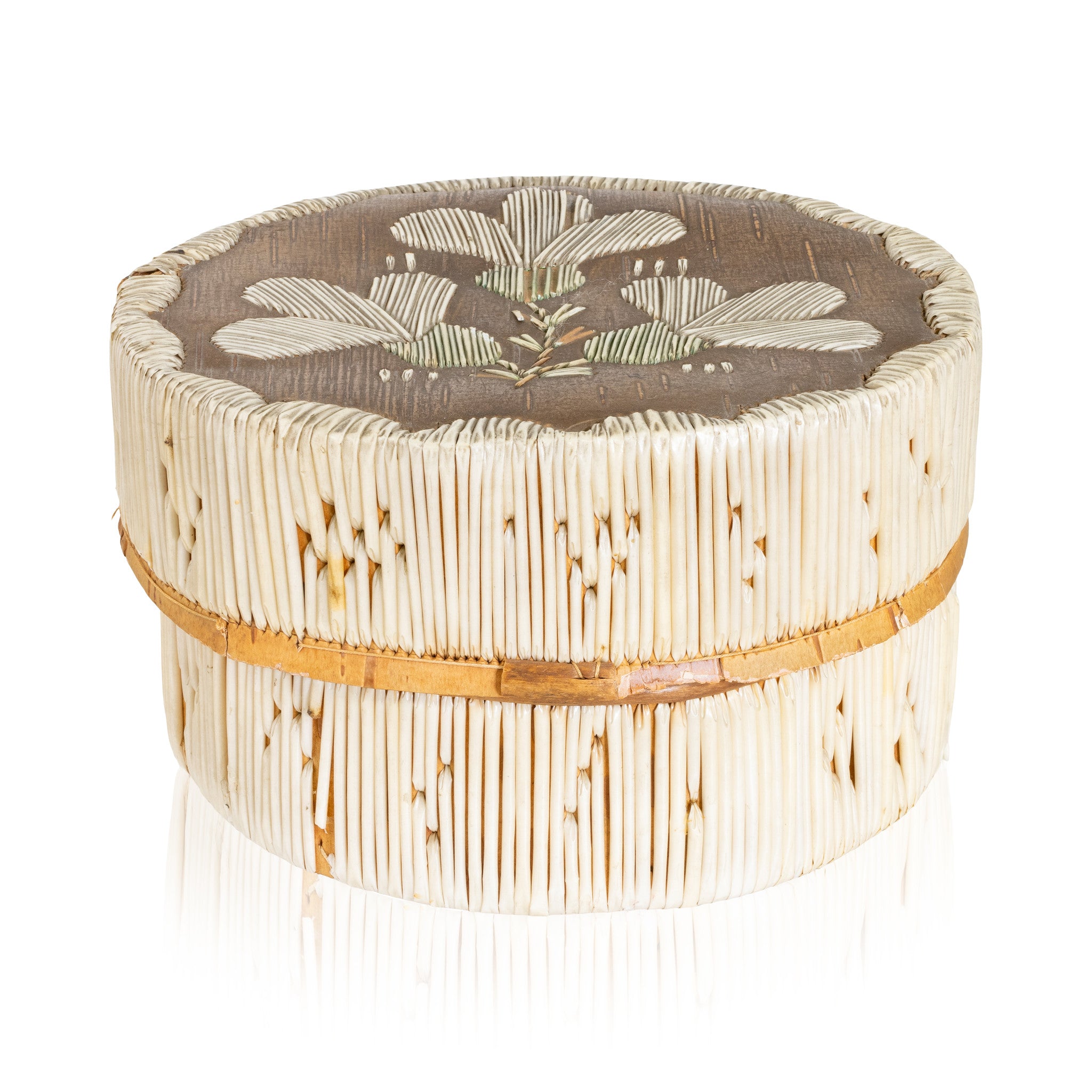 Quilled Birch Bark Basket, Native, Birch Bark, Container
