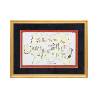 Hidatsa Warrior Story Ledger Drawing, Native, Art, Ledger Drawing