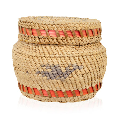 Makah Lidded Basket, Native, Basketry, Vertical