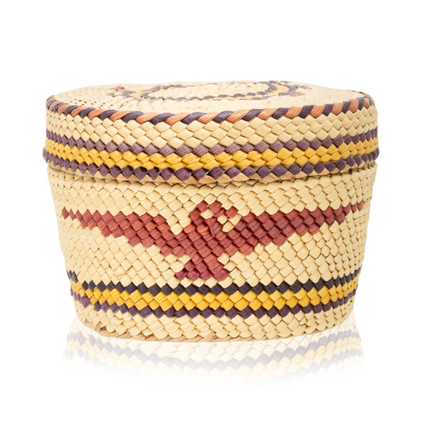 Makah Lidded Basket, Native, Basketry, Vertical