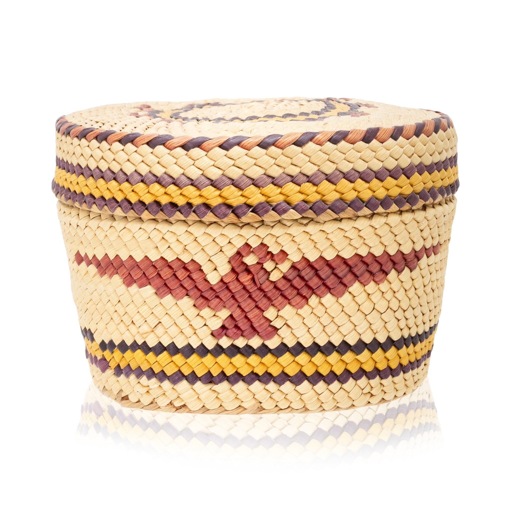 Makah Lidded Basket, Native, Basketry, Vertical