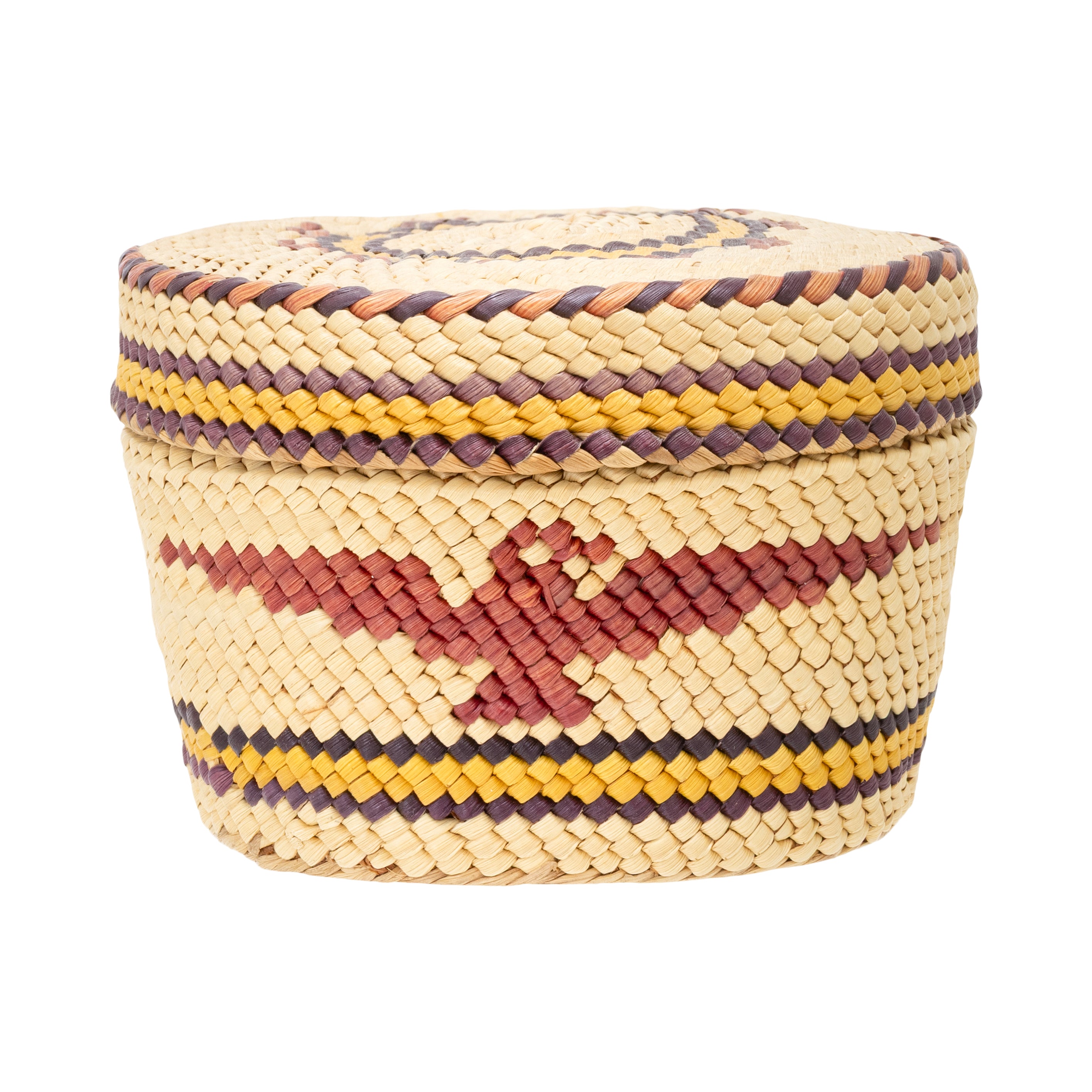 Makah Lidded Basket, Native, Basketry, Vertical
