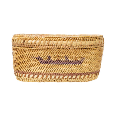 Makah Lidded Basket, Native, Basketry, Vertical