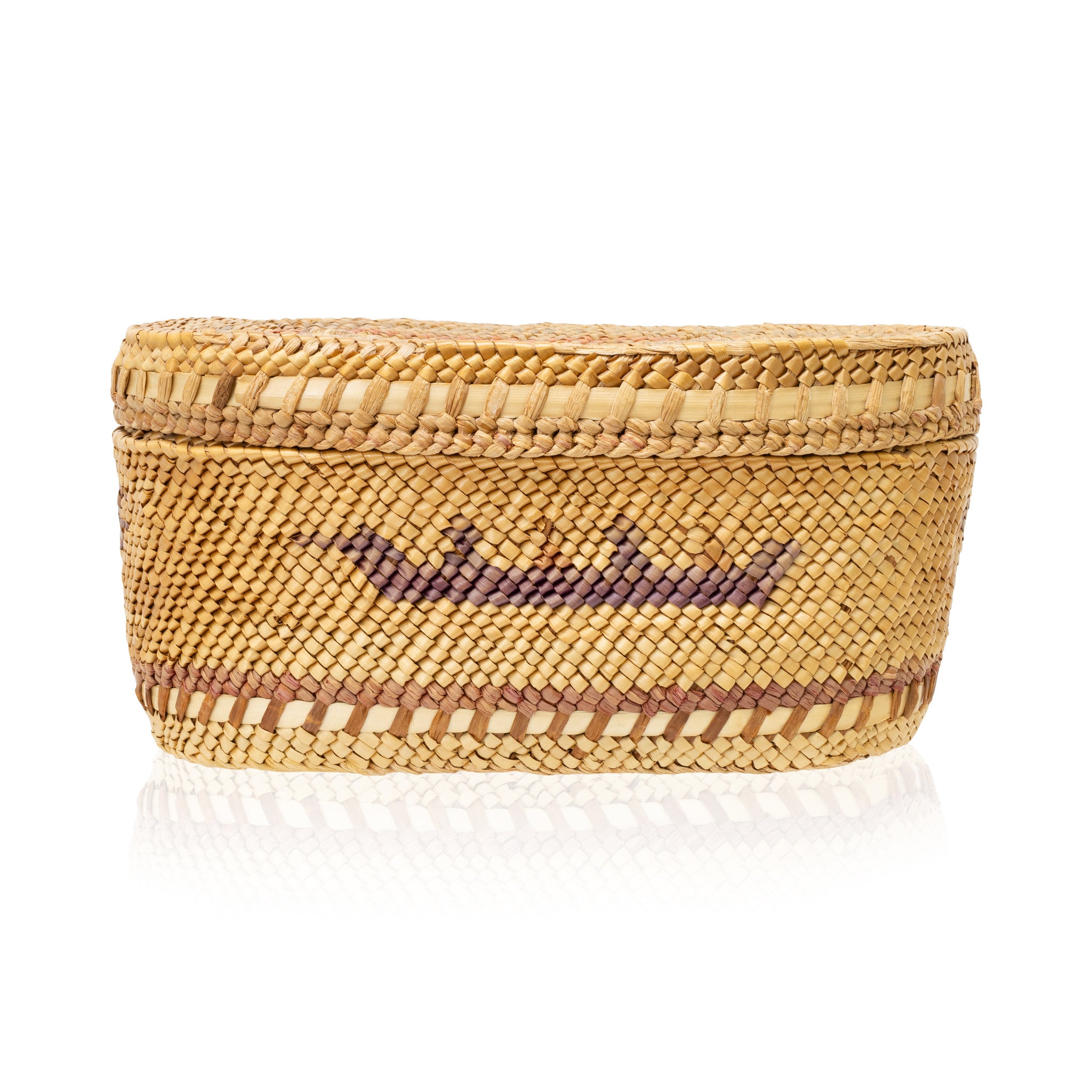 Makah Lidded Basket, Native, Basketry, Vertical