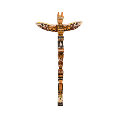 Coast Salish Five Figure Thunderbird Totem, Native, Carving, Totem Pole