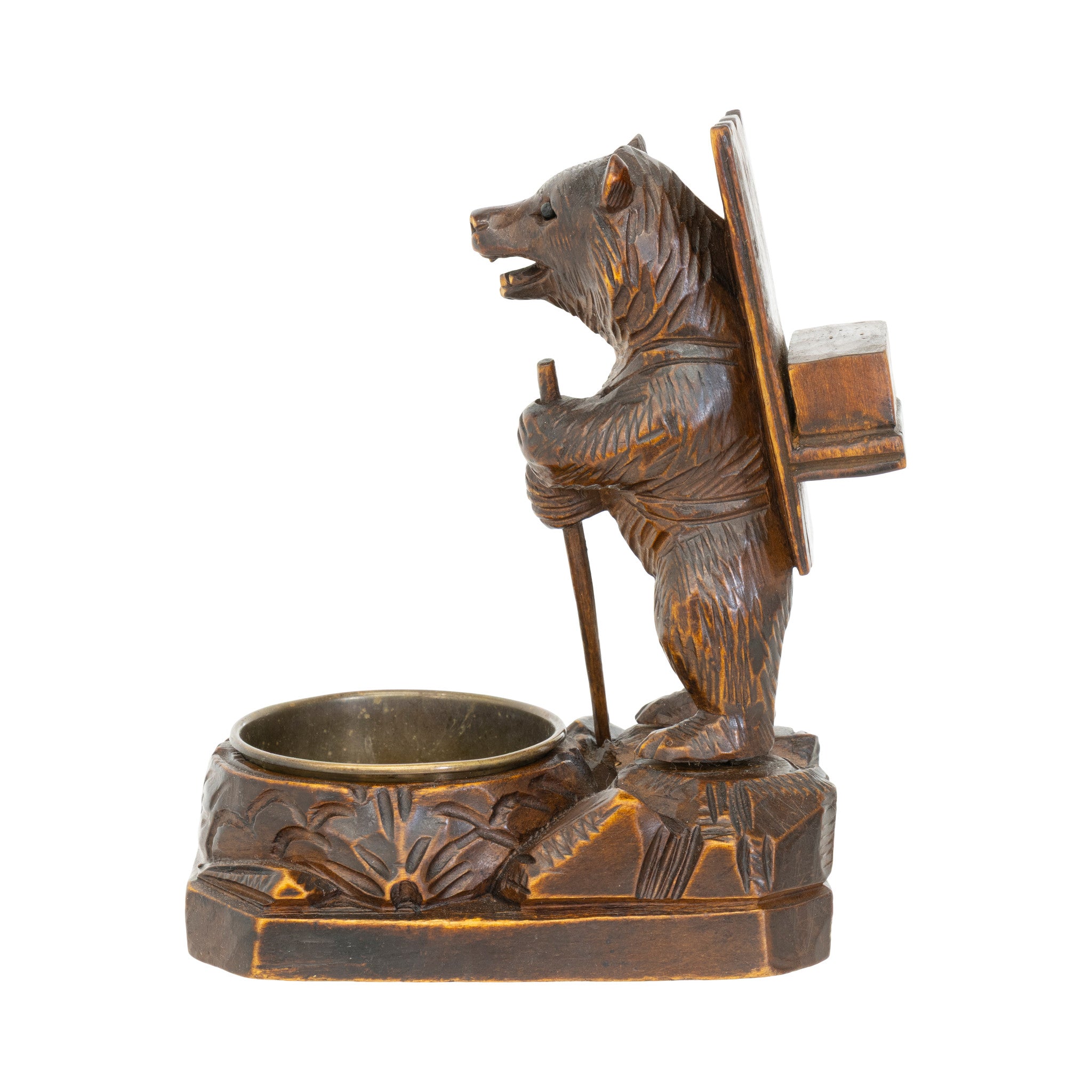 Black Forest Standing Bear Match Holder