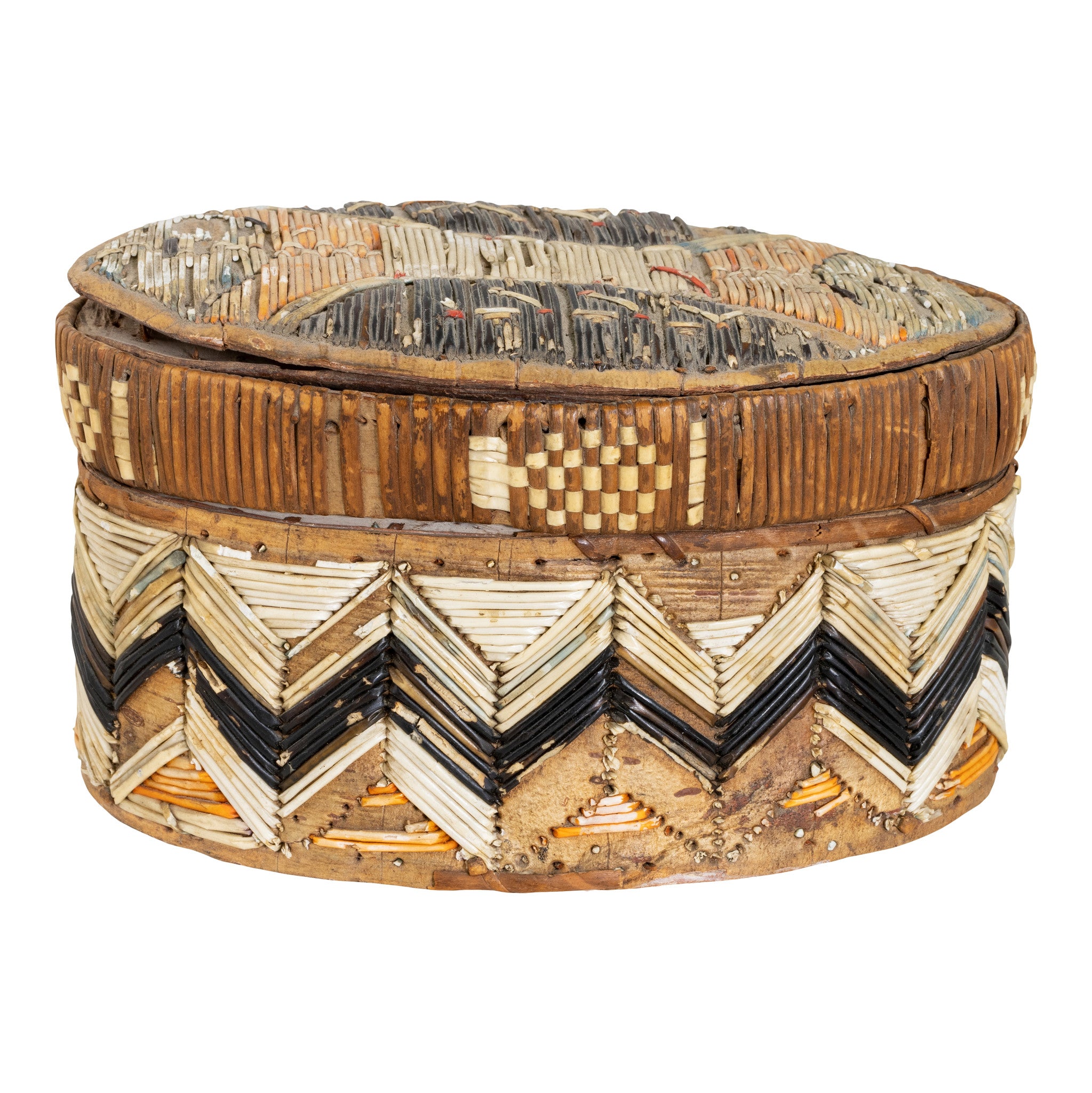 Micmac Quilled Box, Native, Birch Bark, Container