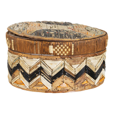 Micmac Quilled Box, Native, Birch Bark, Container