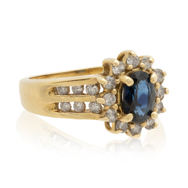 14k Gold, Diamond and Sapphire Ring, Jewelry, Ring, Estate