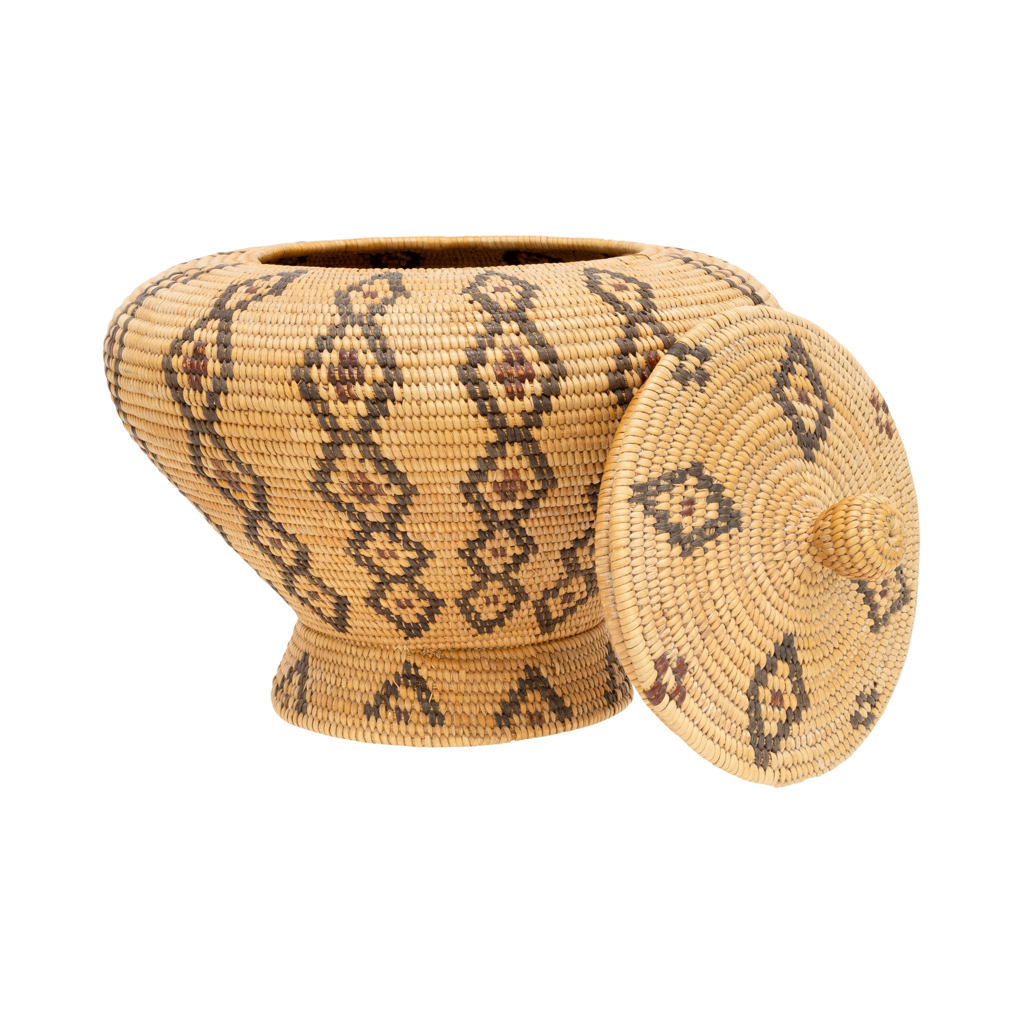 Yokut Lidded Pedestal Basket