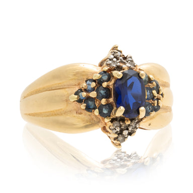 10k Gold Diamond and Sapphire Ring, Jewelry, Ring, Estate