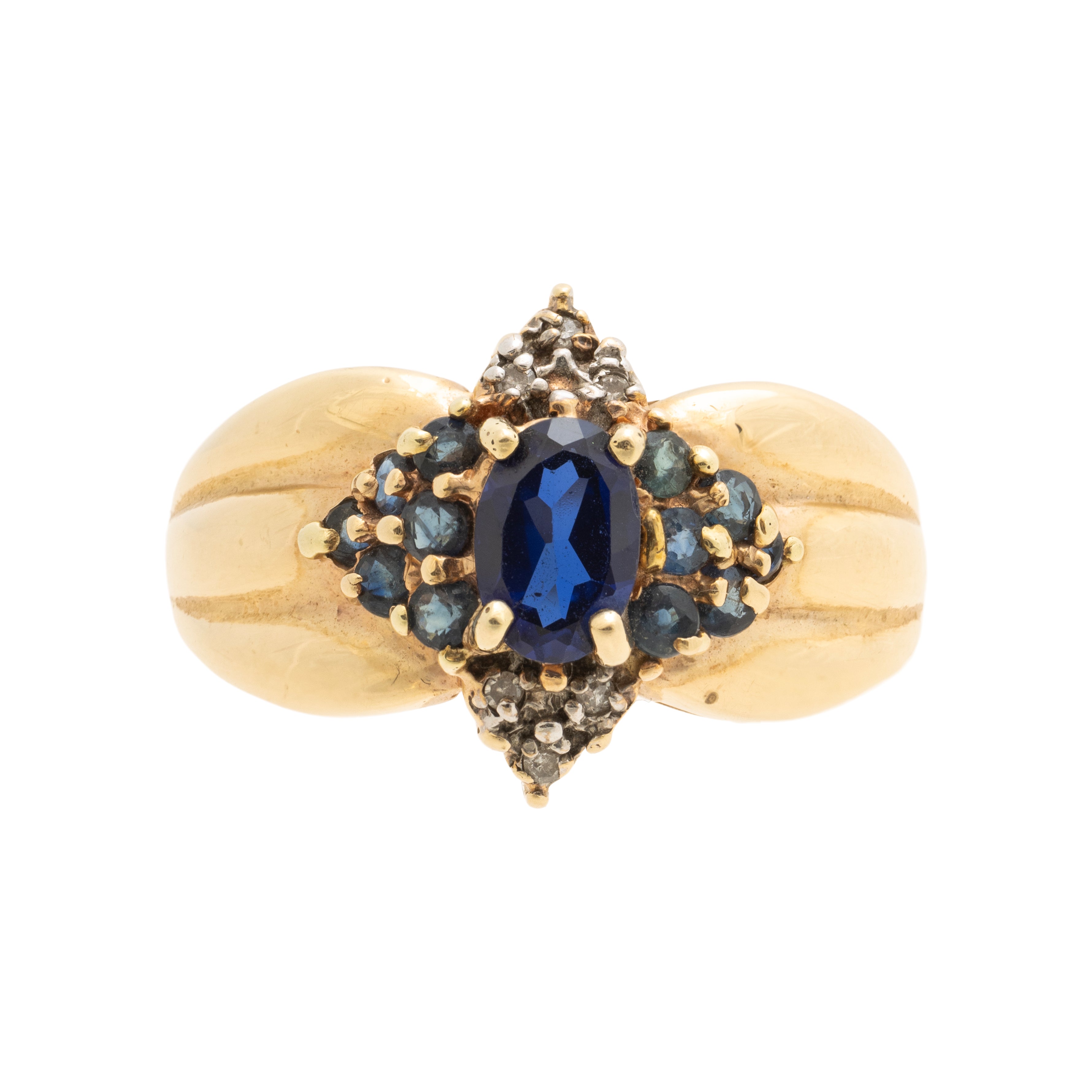 10k Gold Diamond and Sapphire Ring