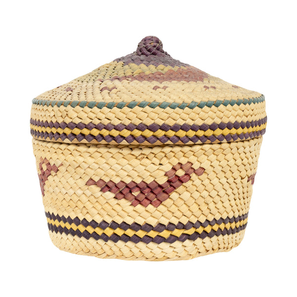 Makah Lidded Basket, Native, Basketry, Vertical