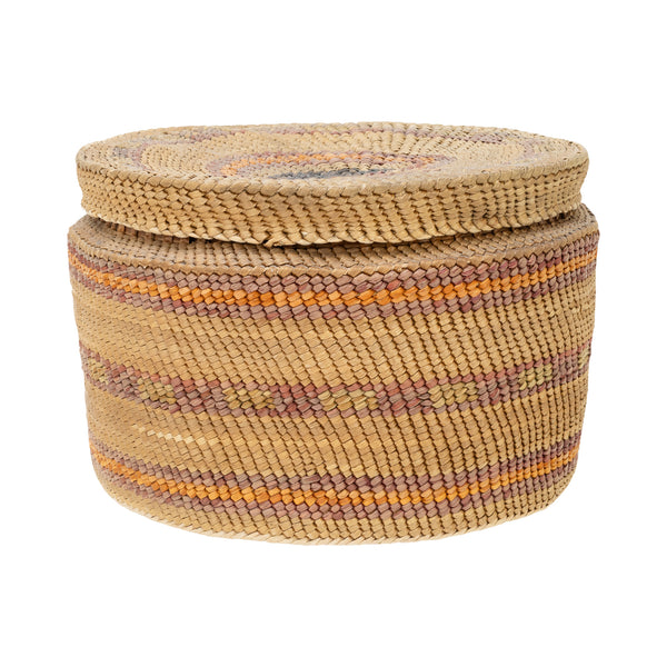 Nootka Lidded Basket, Native, Basketry, Vertical