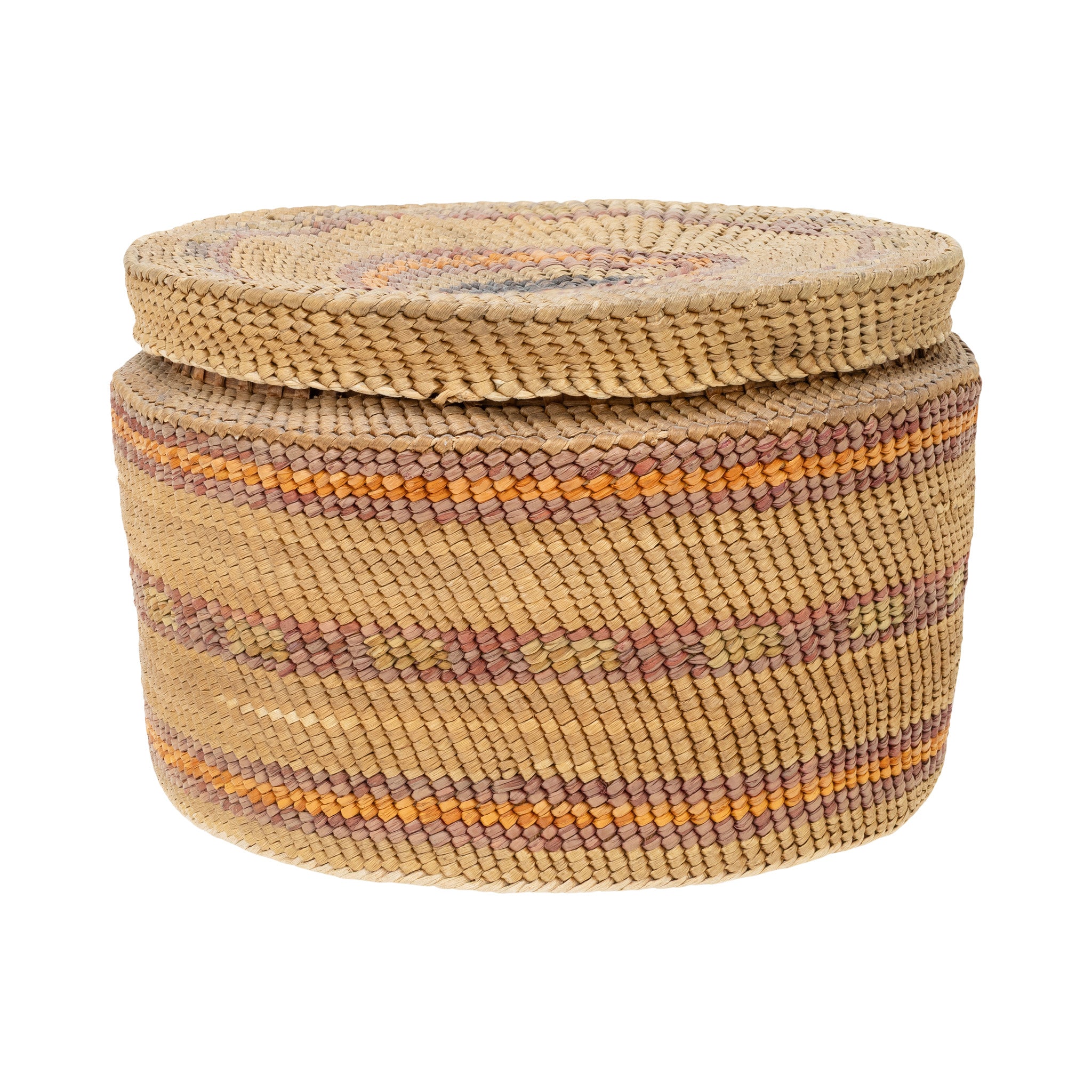 Nootka Lidded Basket, Native, Basketry, Vertical