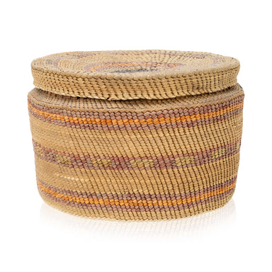 Nootka Lidded Basket, Native, Basketry, Vertical