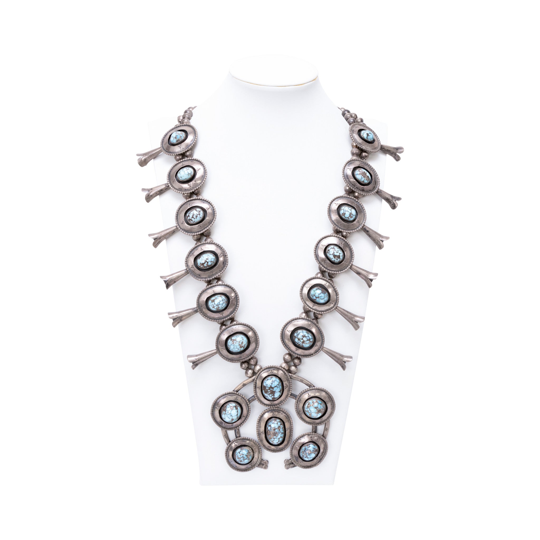 Navajo 5 Piece Turquoise Squash Blossom Set