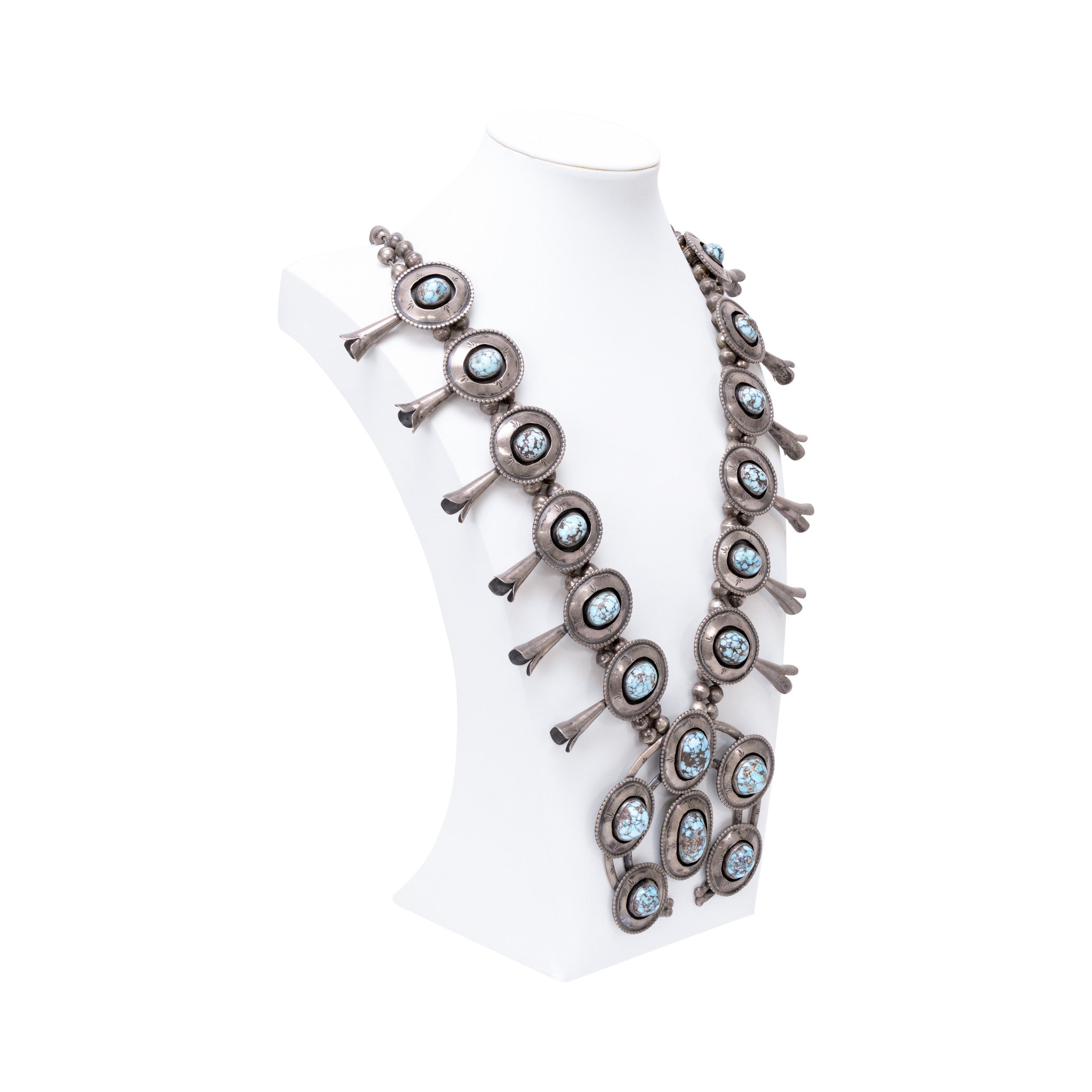 Navajo 5 Piece Turquoise Squash Blossom Set