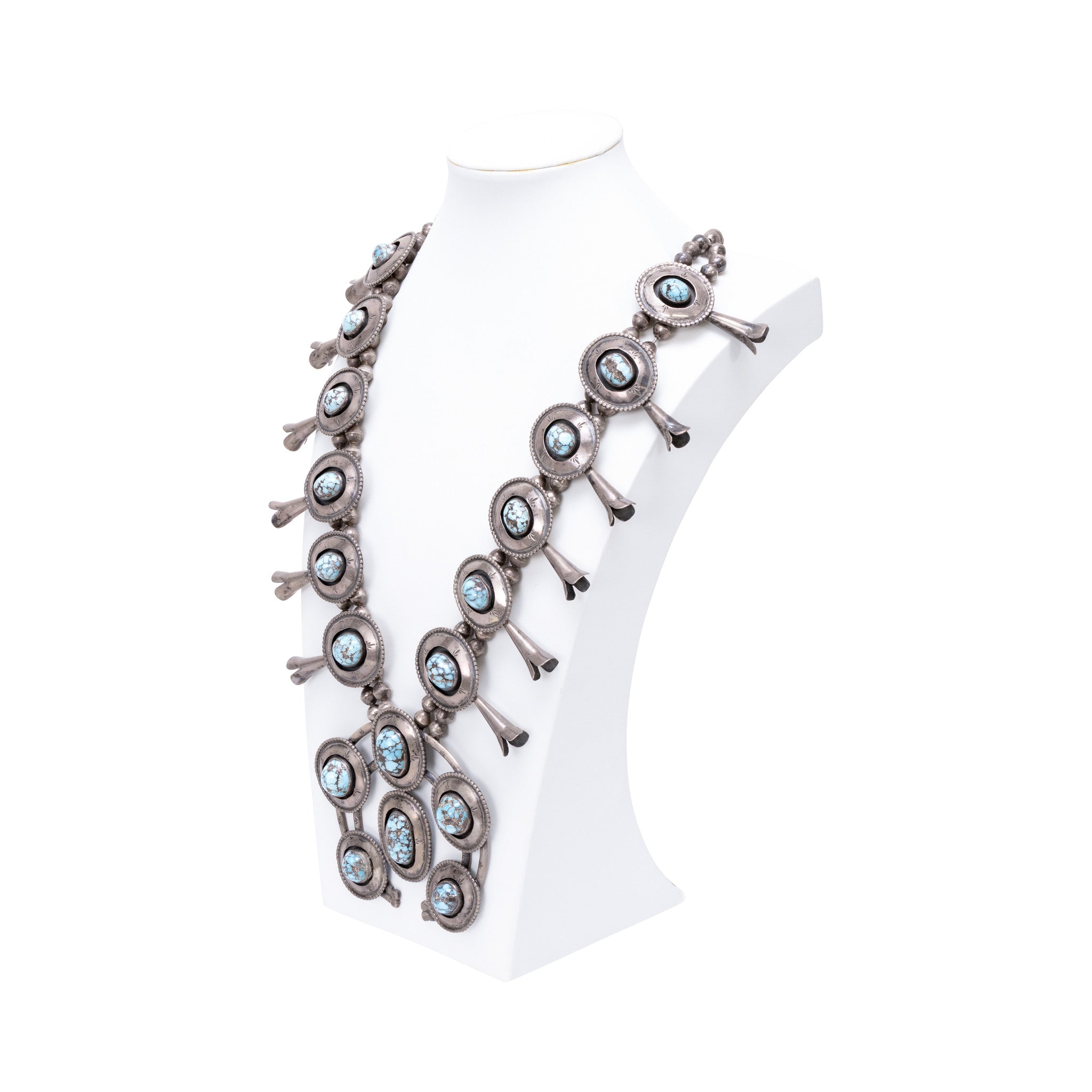 Navajo 5 Piece Turquoise Squash Blossom Set