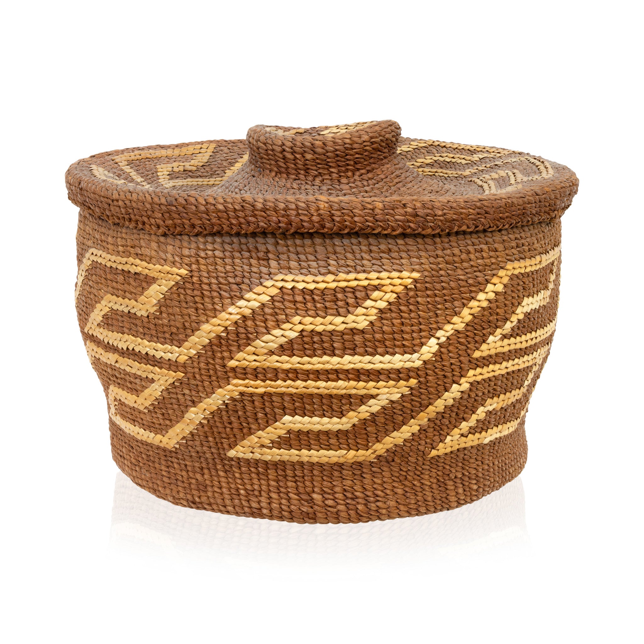 Tsimshian Lidded Basket, Native, Basketry, Vertical