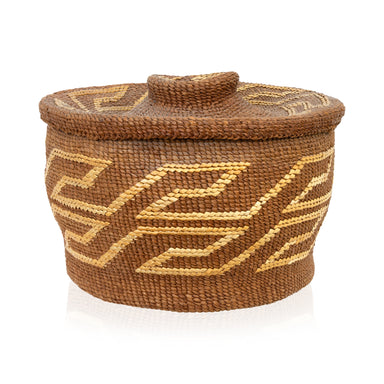 Tsimshian Lidded Basket, Native, Basketry, Vertical