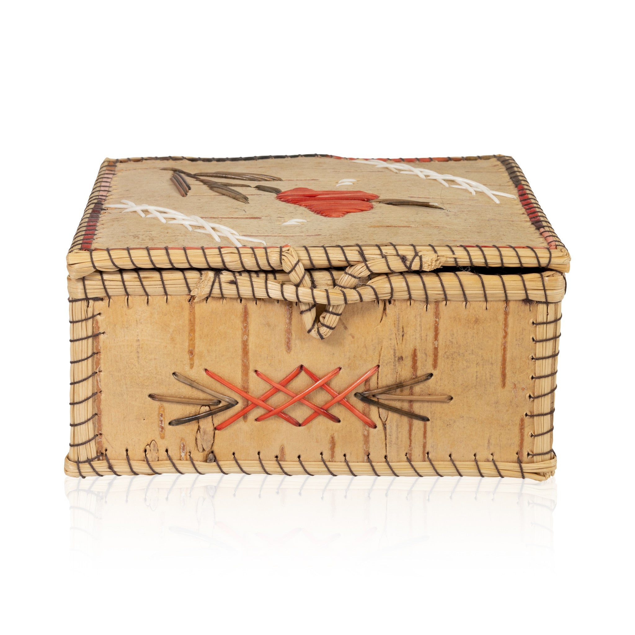 Quilled Birch Bark Box, Native, Birch Bark, Container