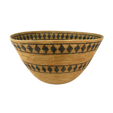 Diamond Pattern Yokuts Basket, Native, Basketry, Vertical